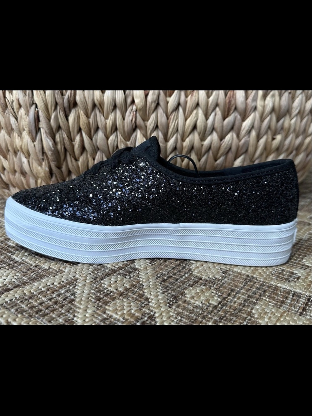Keds Celebrations Collections Point Toe Black Glitter Platform Sneakers Sz 6.5 - Picture 3 of 13